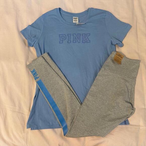 PINK Victorias Secret short sleeve shirt and leggings set - Picture 2 of 7